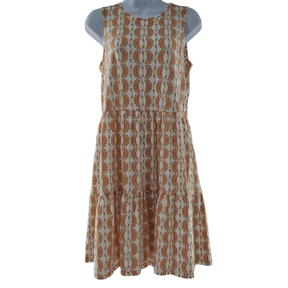Style & Co Peach Woodblock Sleeveless Mini Dress Womens Size Small